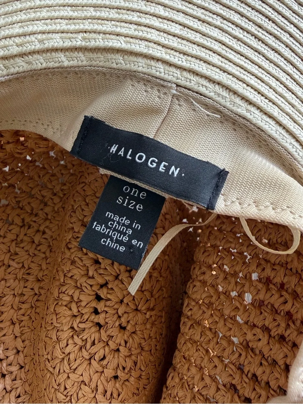 Halogen Wide Brim Sun Hat with Pink Trim and Natural Weave